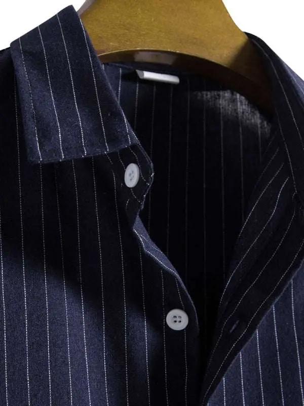 Trendy Striped Short Sleeve Shirt for Men – Casual Comfort Meets Style! - MENLL