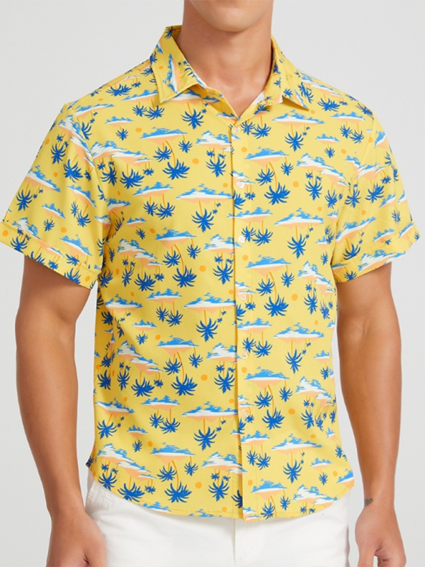 Tropical Paradise Men's Short Sleeve Hawaiian Vacation Shirt - MENLL
