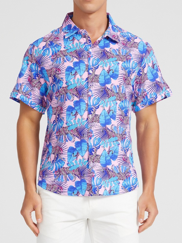 Tropical Paradise Men's Short Sleeve Hawaiian Vacation Shirt - MENLL