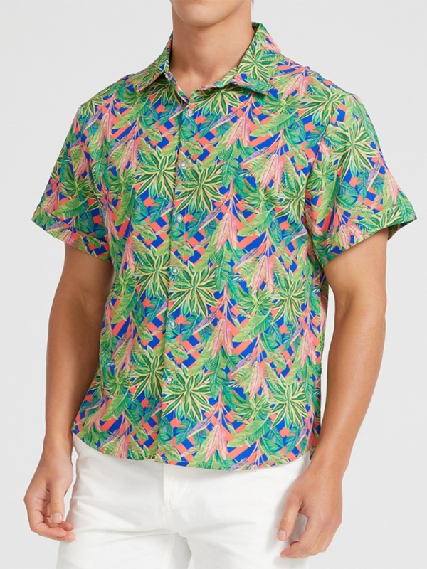 Tropical Paradise Men's Short Sleeve Hawaiian Vacation Shirt - MENLL