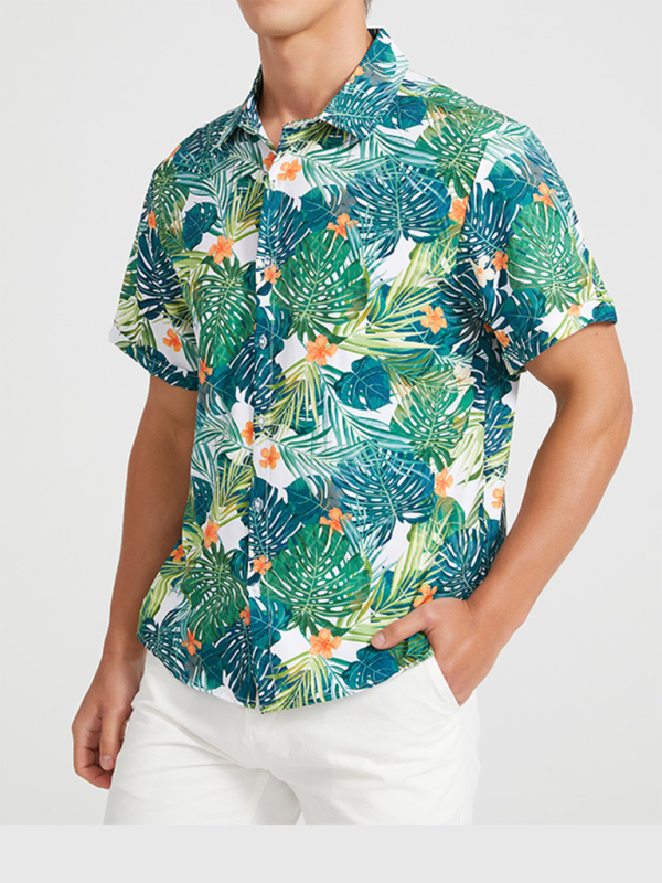 Tropical Paradise Men's Short Sleeve Hawaiian Vacation Shirt - MENLL
