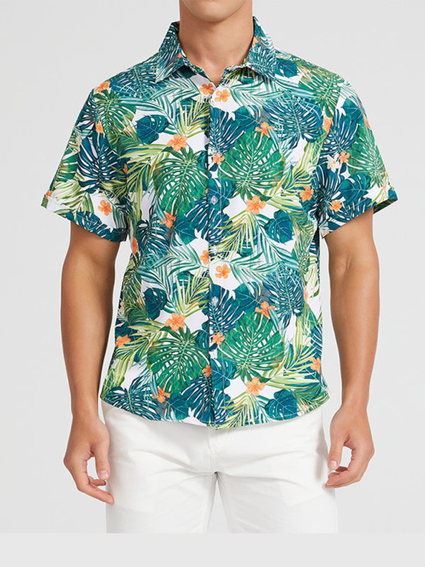 Tropical Paradise Men's Short Sleeve Hawaiian Vacation Shirt - MENLL