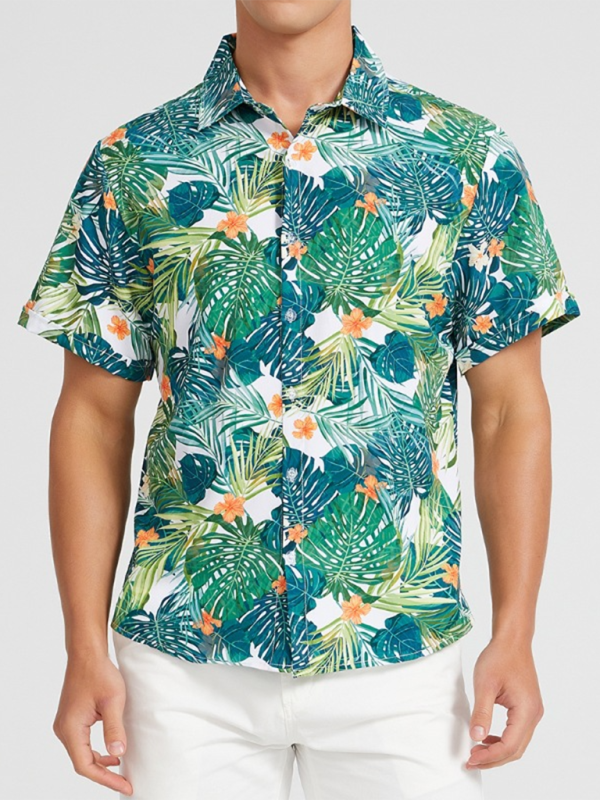 Tropical Paradise Men's Short Sleeve Hawaiian Vacation Shirt - MENLL