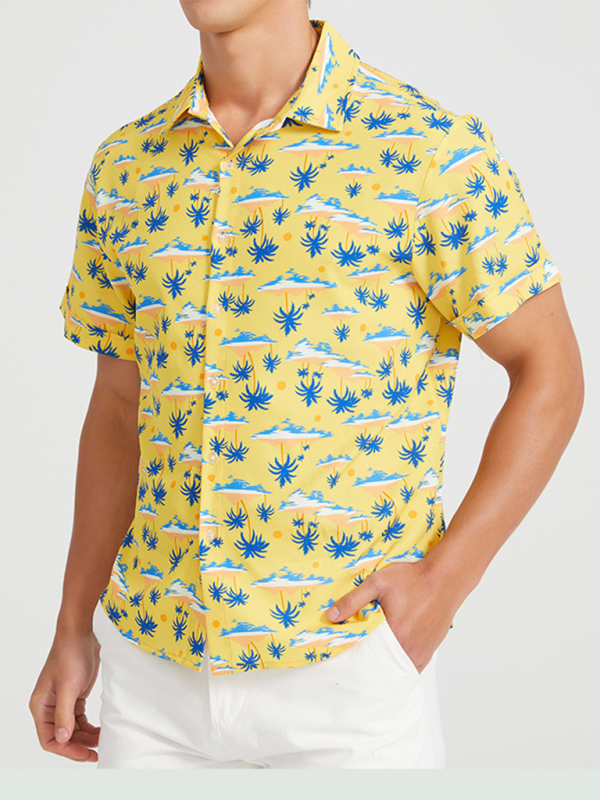 Tropical Paradise Men's Short Sleeve Hawaiian Vacation Shirt - MENLL