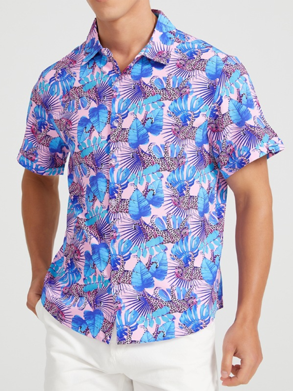Tropical Paradise Men's Short Sleeve Hawaiian Vacation Shirt - MENLL