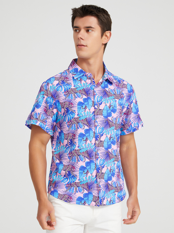 Tropical Paradise Men's Short Sleeve Hawaiian Vacation Shirt - MENLL