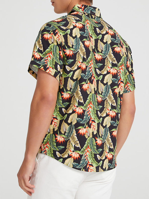 Tropical Paradise Men's Short Sleeve Hawaiian Vacation Shirt - MENLL