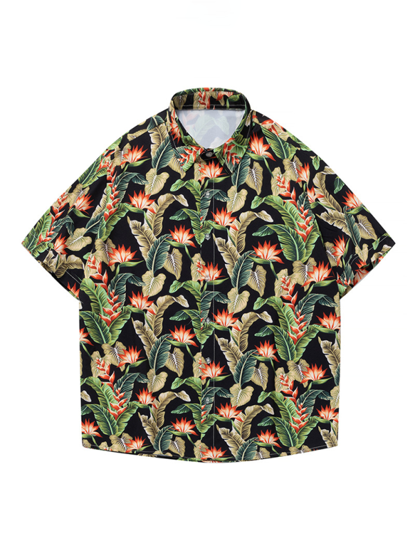 Tropical Paradise Men's Short Sleeve Hawaiian Vacation Shirt - MENLL