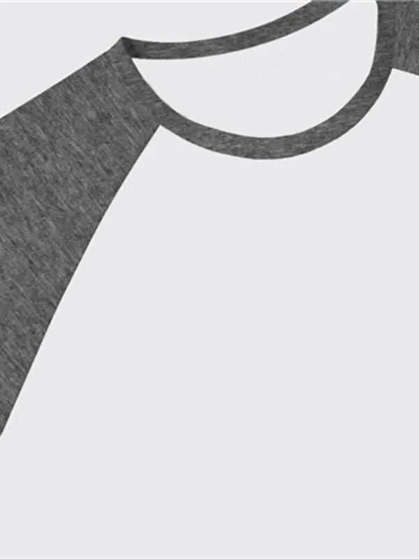 Sporty Contrast Raglan T-Shirt for Men - Stylish Three-Quarter Sleeve Round Neck Tee - MENLL