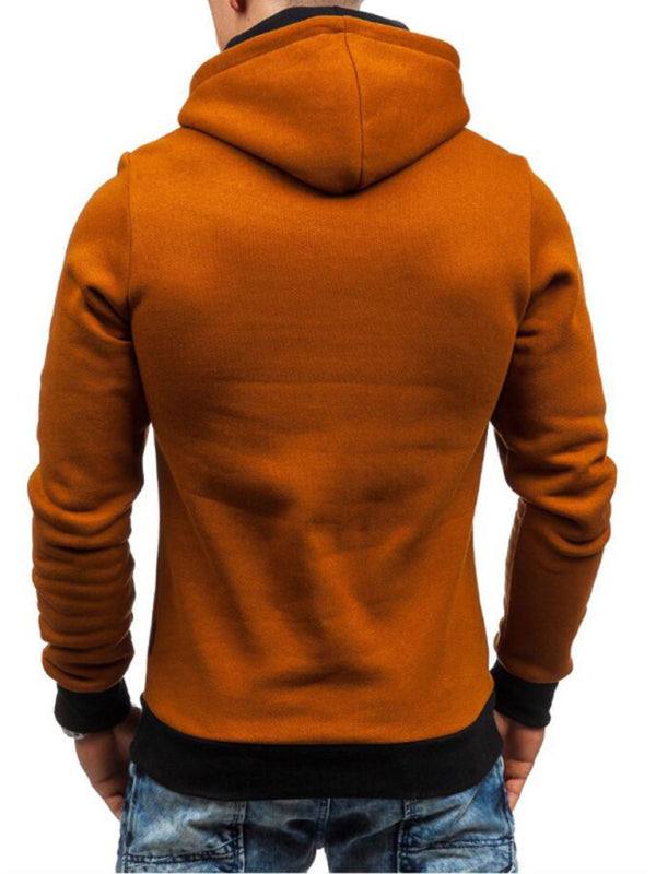Stylish Men's Long-Sleeve Hoodie with Diagonal Zipper - Comfortable Solid Color for Every Occasion - MENLL