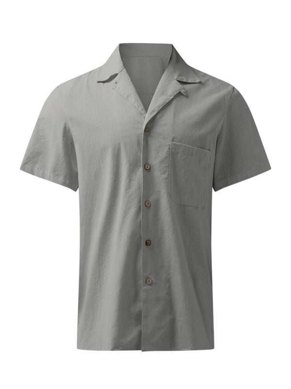Effortlessly Stylish Men's Linen Lapel Shirt for Spring-Summer Adventures