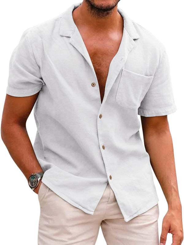 Effortlessly Stylish Men's Linen Lapel Shirt for Spring-Summer Adventures