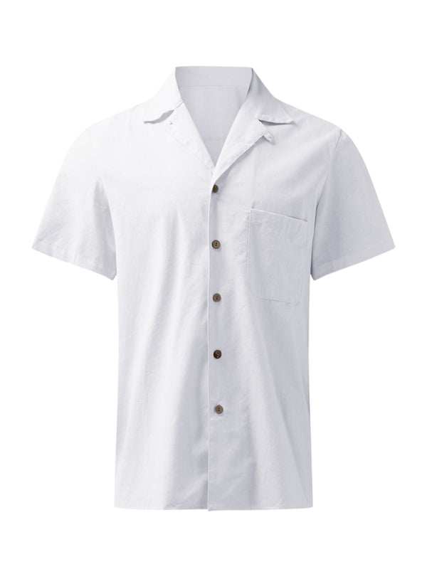 Effortlessly Stylish Men's Linen Lapel Shirt for Spring-Summer Adventures
