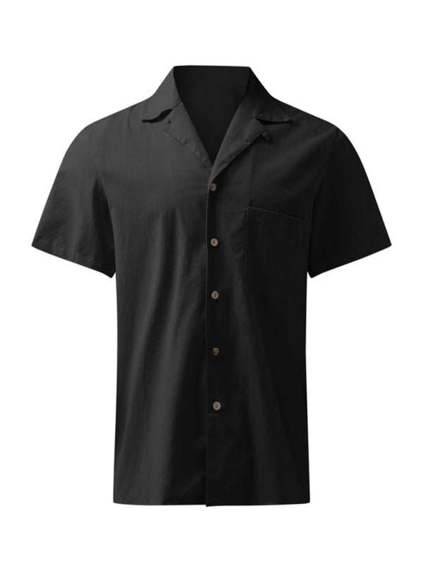 Effortlessly Stylish Men's Linen Lapel Shirt for Spring-Summer Adventures