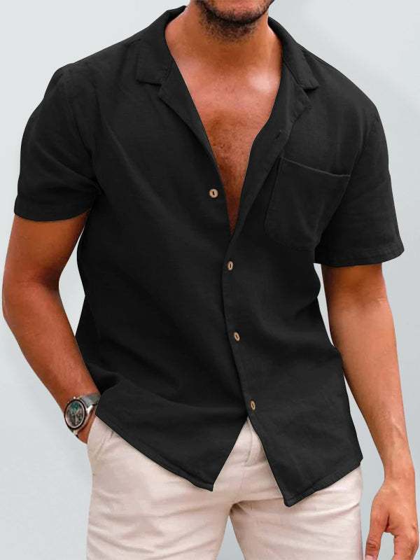 Effortlessly Stylish Men's Linen Lapel Shirt for Spring-Summer Adventures