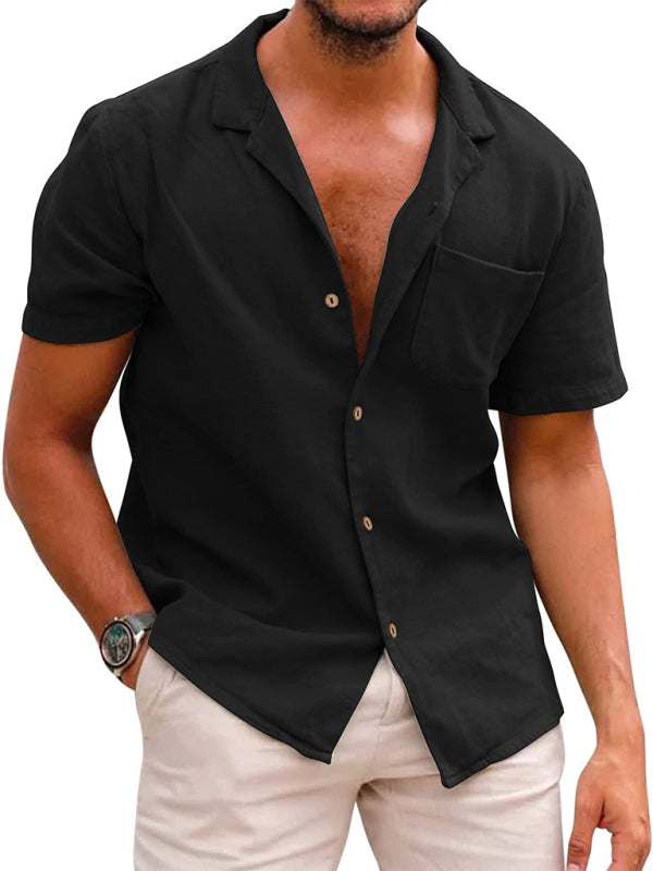 Effortlessly Stylish Men's Linen Lapel Shirt for Spring-Summer Adventures