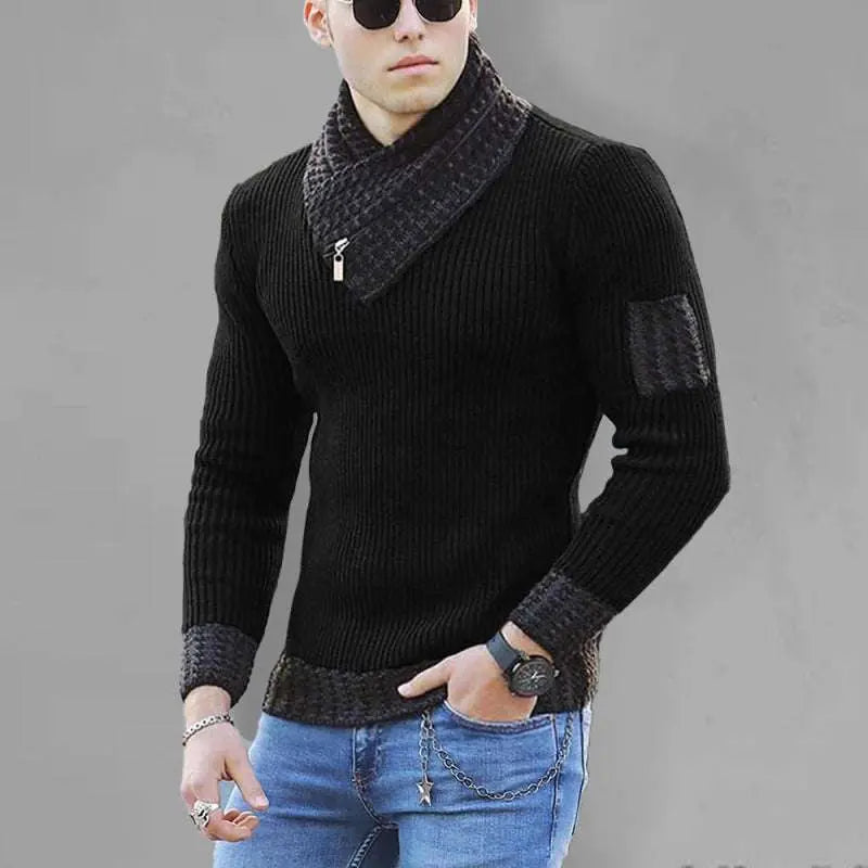 MENLL Plus Size Knit Turtleneck Men's British Style Sweater Warm & Cozy by MENLL