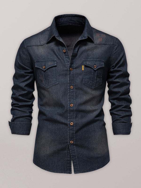 Men's Casual Denim Non-Iron Long-Sleeve Shirt – Effortless Style & Comfort