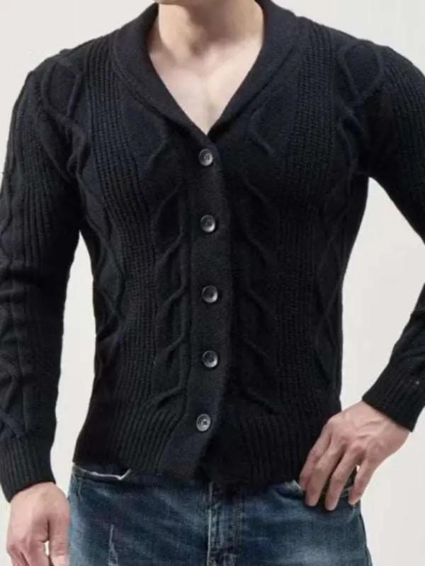 Stylish Large Size Men's Knit Cardigan Sweater for Autumn-Winter Fashion - MENLL