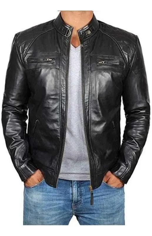Timeless Men's Woven Jacket with Sleek Standing Neck and Convenient Pockets - MENLL