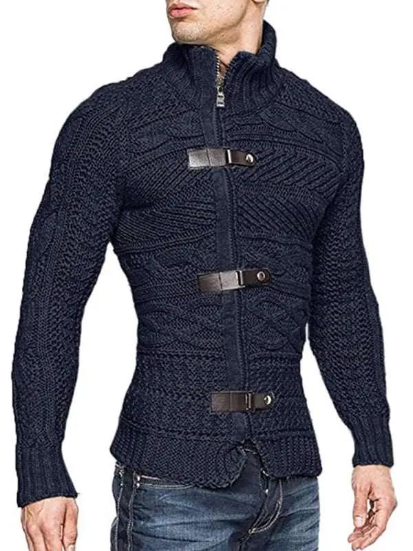 Stylish Men's Knitted Cardigan Jacket with Leather Buttons - Perfect for Spring-Summer Leisure Wear - MENLL