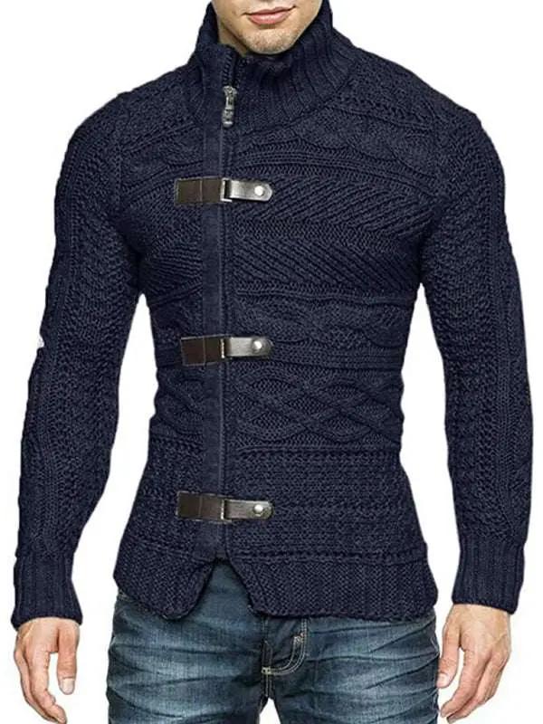 Stylish Men's Knitted Cardigan Jacket with Leather Buttons - Perfect for Spring-Summer Leisure Wear - MENLL