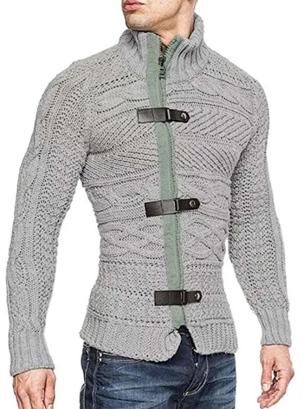 Stylish Men's Knitted Cardigan Jacket with Leather Buttons - Perfect for Spring-Summer Leisure Wear - MENLL