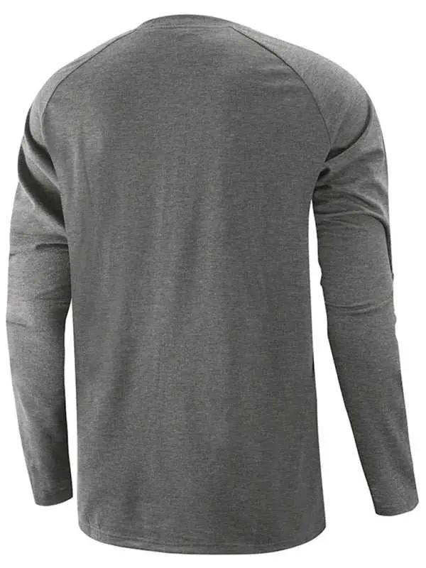 Sophisticated Comfort: Men's Button-Up Henley Long Sleeve Tee - MENLL