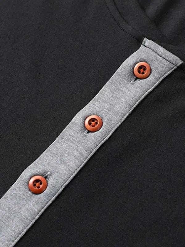 Sophisticated Comfort: Men's Button-Up Henley Long Sleeve Tee - MENLL