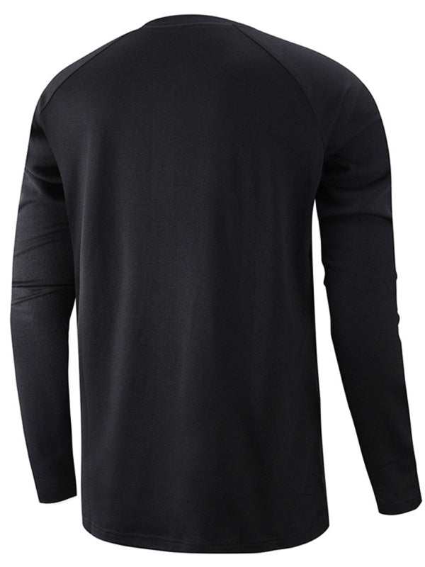 Sophisticated Comfort: Men's Button-Up Henley Long Sleeve Tee - MENLL