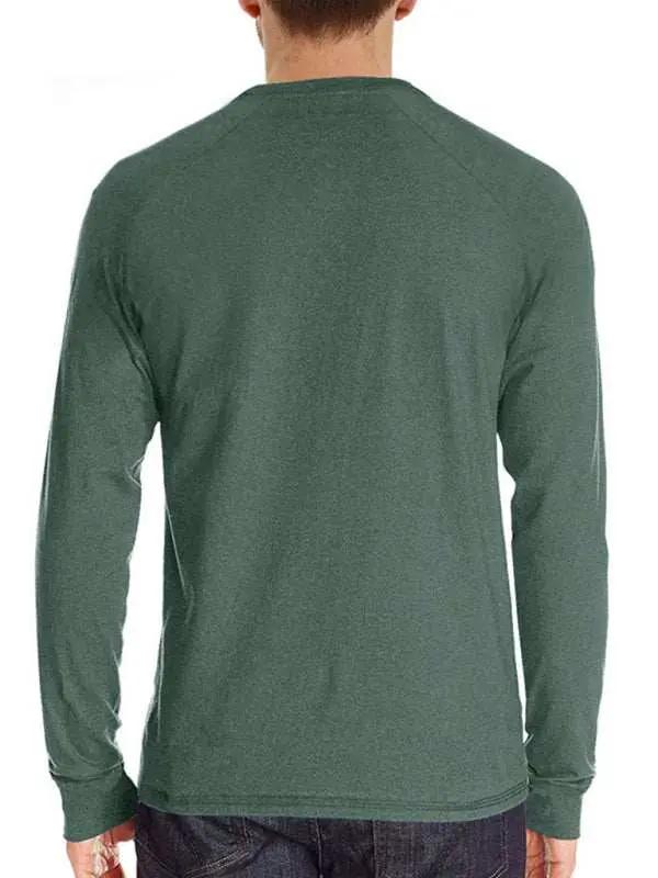 Sophisticated Comfort: Men's Button-Up Henley Long Sleeve Tee - MENLL