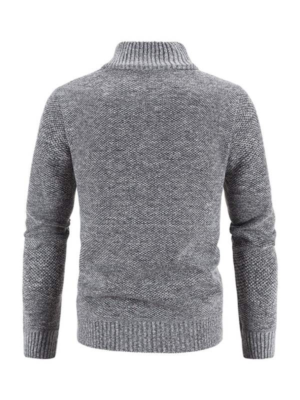 Stylish Men's Knitted Stand Collar Jacket for Casual Comfort - MENLL