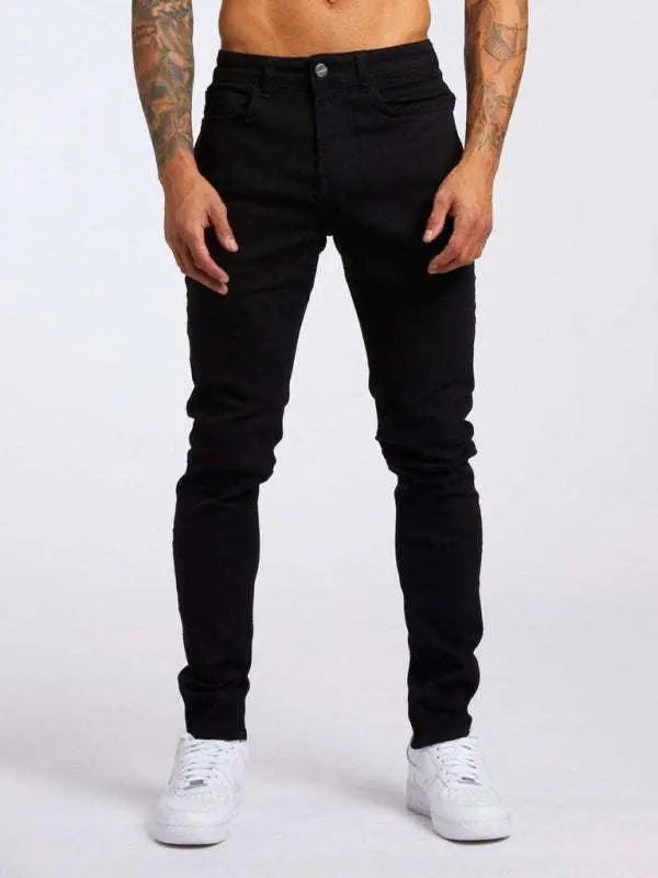 MENLL Black Slim Fit Jeans Men's Essential Denim Pants Comfortable by MENLL