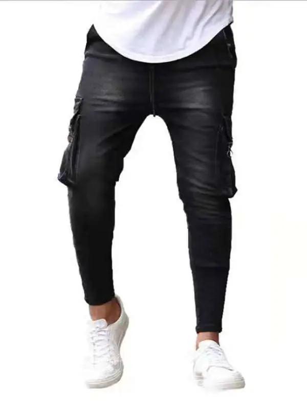 Stylish All-Season Men's Cargo Jeans for Effortless Casual Chic - MENLL