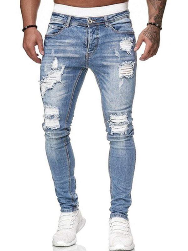 Premium Men's Ripped Slim Fit Jeans - Casual Chic for Every Occasion