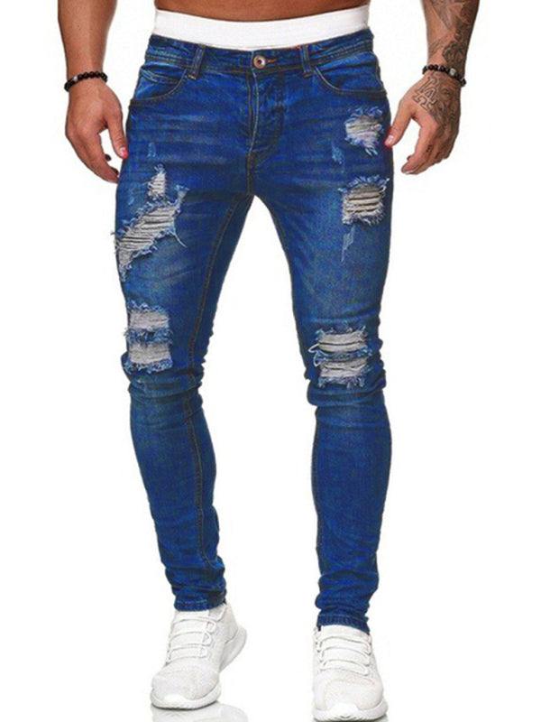 Premium Men's Ripped Slim Fit Jeans - Casual Chic for Every Occasion
