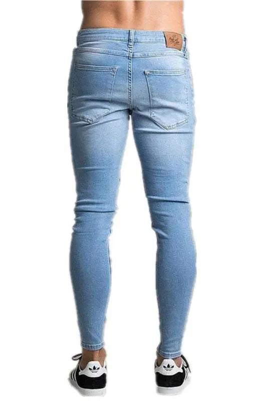 Urban Chic Men's Distressed Cotton Stretch Denim Jeans for All Seasons - MENLL