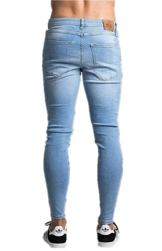 Urban Chic Men's Distressed Cotton Stretch Denim Jeans for All Seasons - MENLL