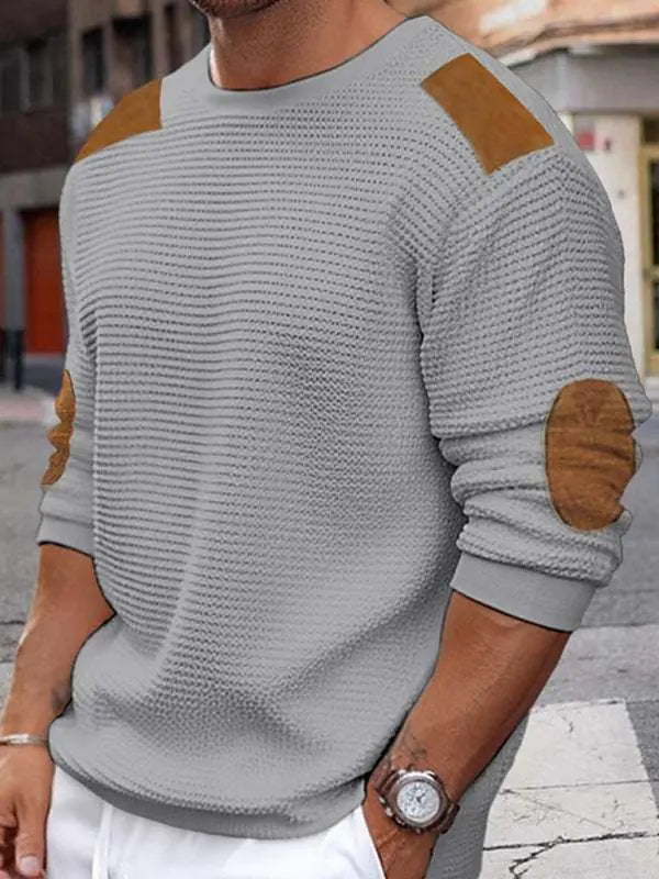 MENLL Textured Beige Pullover Men's Winter Sweater Cozy Chic Casual Wear by MENLL