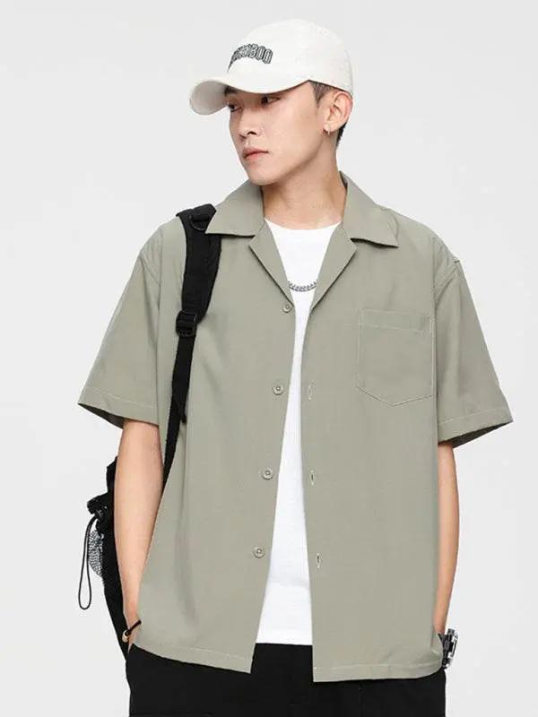Effortlessly Stylish Loose-Fit Casual Lapel Shirt for Men - Perfect for Spring-Summer Outings! - MENLL