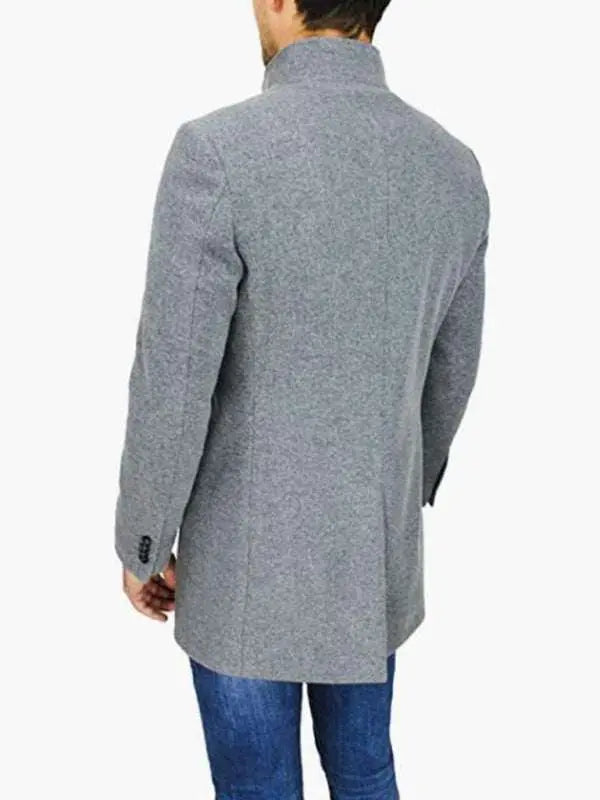 Sleek Stand Collar Men's Slim Fit Wool Blend Coat for Effortless Style - MENLL