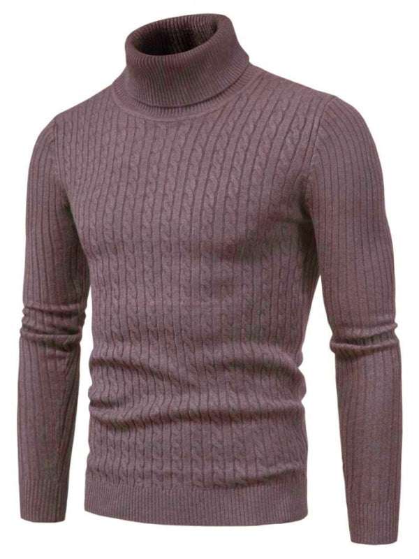 Men's knitted turtleneck slim fit sweater in autumn-winter design.