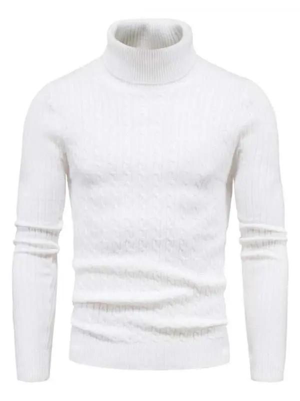 Slim Fit Men's Knitted Turtleneck Sweater – Casual Comfort for Autumn-Winter - MENLL
