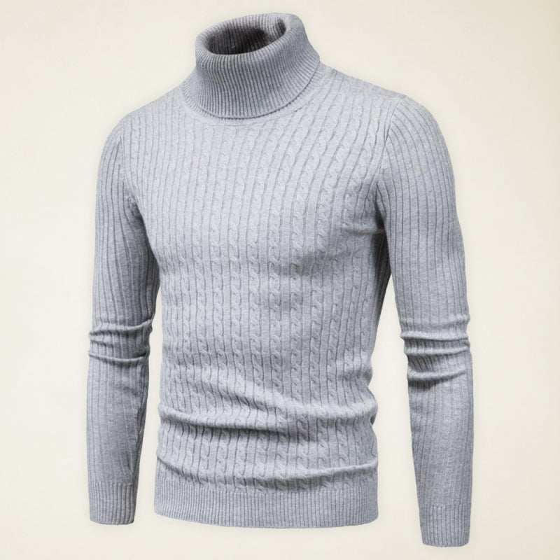 Slim Fit Men's Knitted Turtleneck Sweater – Casual Comfort for Autumn-Winter