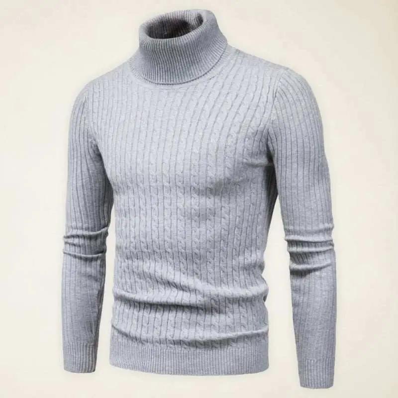 Slim Fit Men's Knitted Turtleneck Sweater – Casual Comfort for Autumn-Winter - MENLL