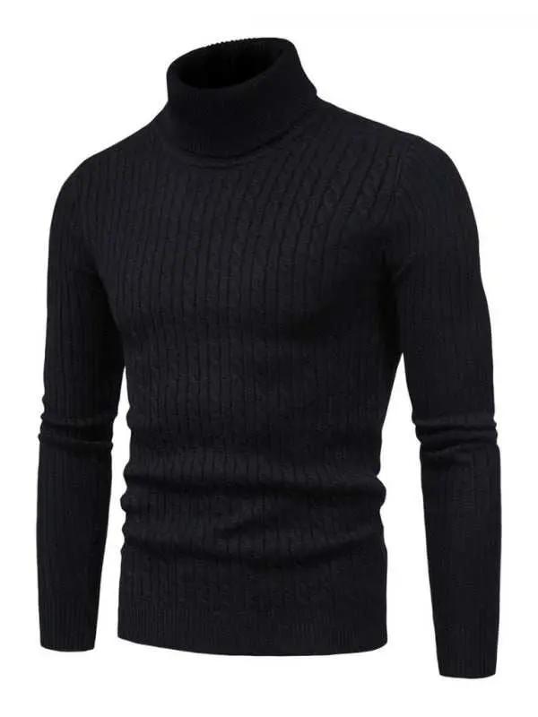 Slim Fit Men's Knitted Turtleneck Sweater – Casual Comfort for Autumn-Winter - MENLL