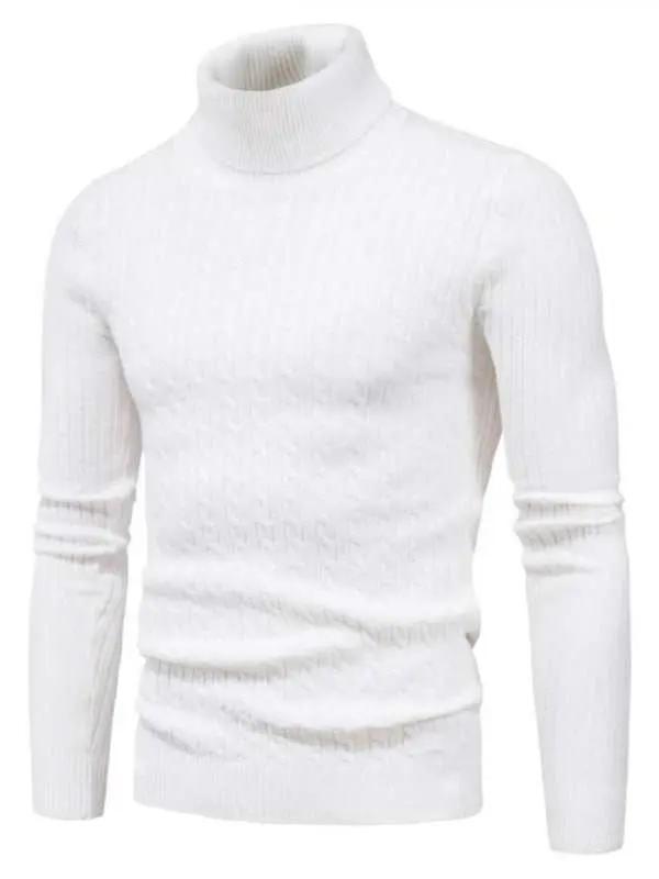 Slim Fit Men's Knitted Turtleneck Sweater – Casual Comfort for Autumn-Winter - MENLL