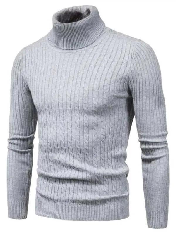 Slim Fit Men's Knitted Turtleneck Sweater – Casual Comfort for Autumn-Winter - MENLL