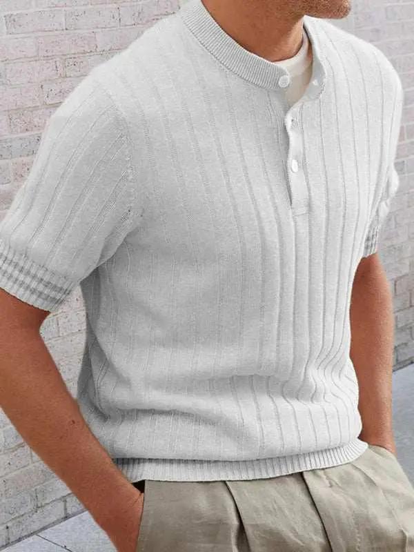 Slim Fit Short-Sleeve Knit Polo Sweater for Men - Perfect for Spring & Summer - MENLL