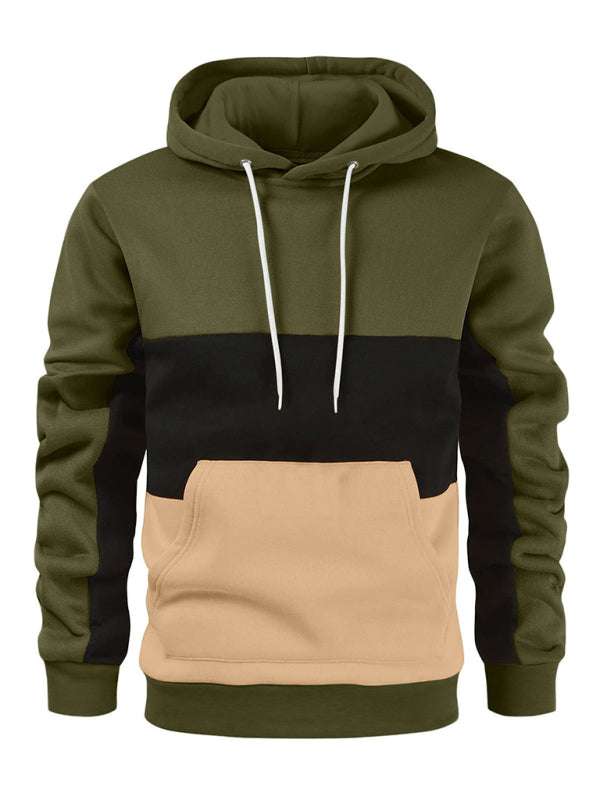 Stylish Men's Color Block Hoodie Sweatshirt - Comfortable Long Sleeve Design for Every Occasion - MENLL